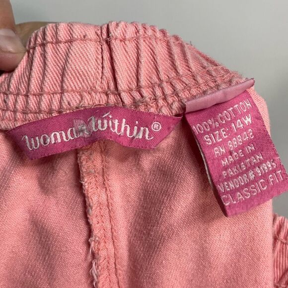 5 for $25🔥Woman Within Pink Elastic Waist Shorts 14W - Picture 4 of 5